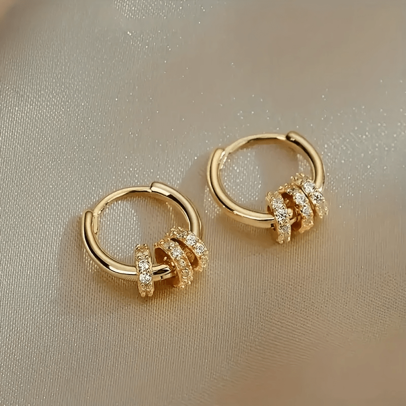 TEMU A Pair Of Wrapped Synthetic Zirconia Hoop Earrings, Light Luxury And Exquisite Design, The Earlobe, Suitable For Daily Commute/ Dating/ Travel,