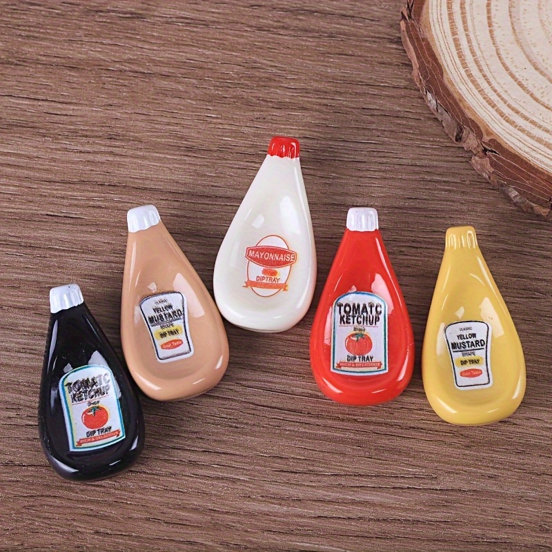 TEMU 5 Stück Miniatur-Tomaten-Ketchup-Flaschen-Anhänger - Lebendige Harz-DIY-Basteldekorationen für Schmuckherstellung, Heimdekoration & Geschenke,