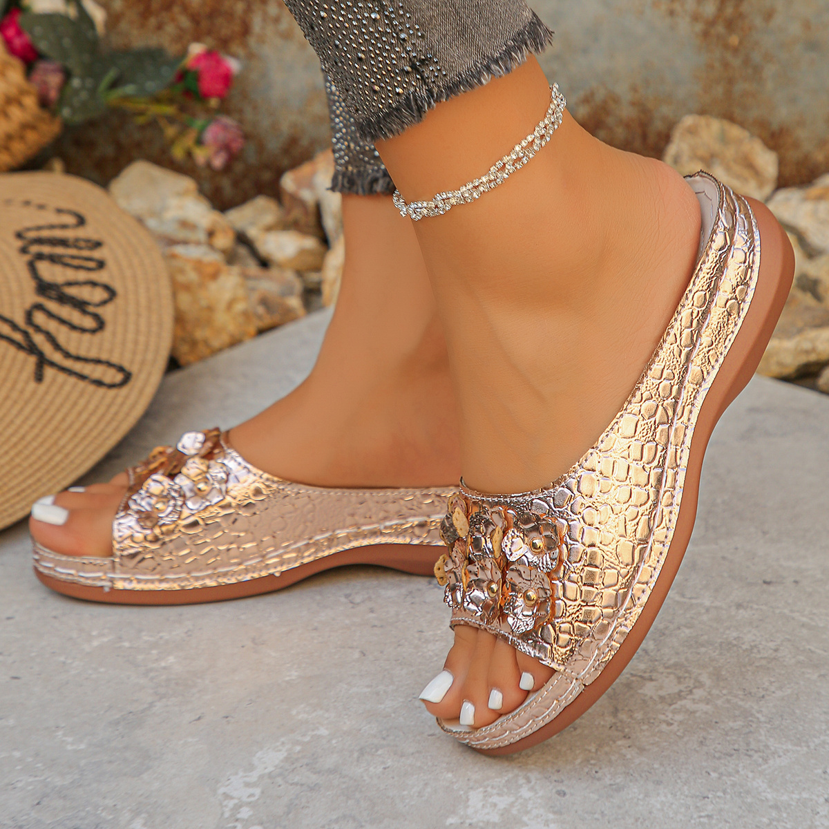 womens plus size   summer fashionable simple and versatile wedge slip on sandals lightweight and comfortable pairs well with skirts platform high quality platform sandals women shoes