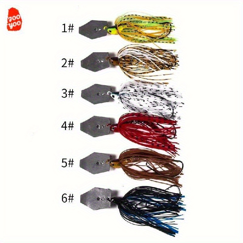TEMU 6pcs Of Free Fishing Bait Set - Iron Fishing Bait With Flashing Blades, Used For Bass, Catfish, Freshwater Fishing Equipment