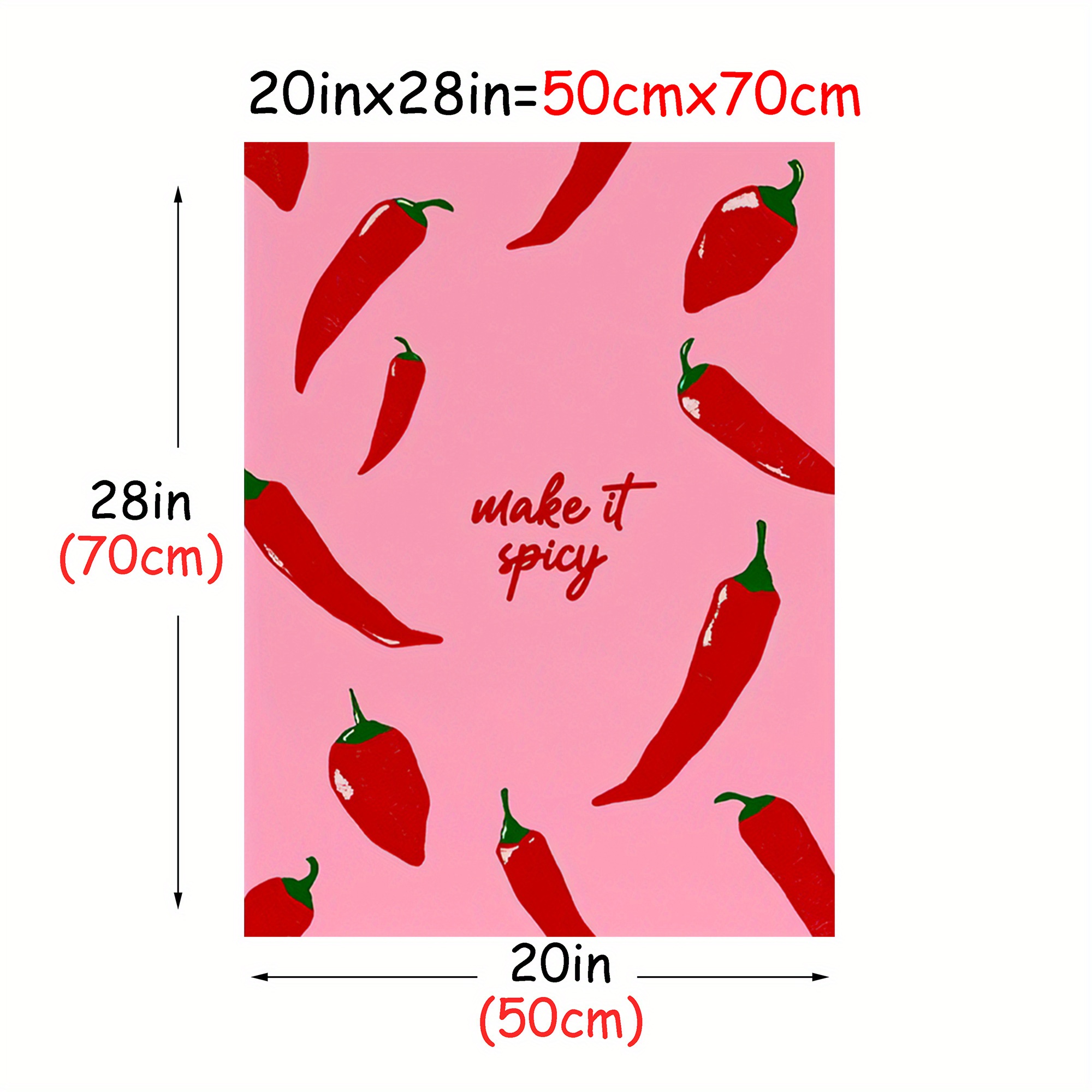 TEMU 2d Flat, 2d Flat, 1pc Stylish Chili-themed Canvas Artwork, Featuring Classic And Appealing Ink Prints, Ideal For Vertical Display In Living