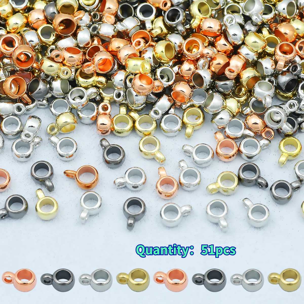 TEMU Pendentifs de perles à grand trou à boucle unique de 6/8 mm, 50 pièces, bijoux de mode, ajouts pour , bracelets d' et de couple, breloques de