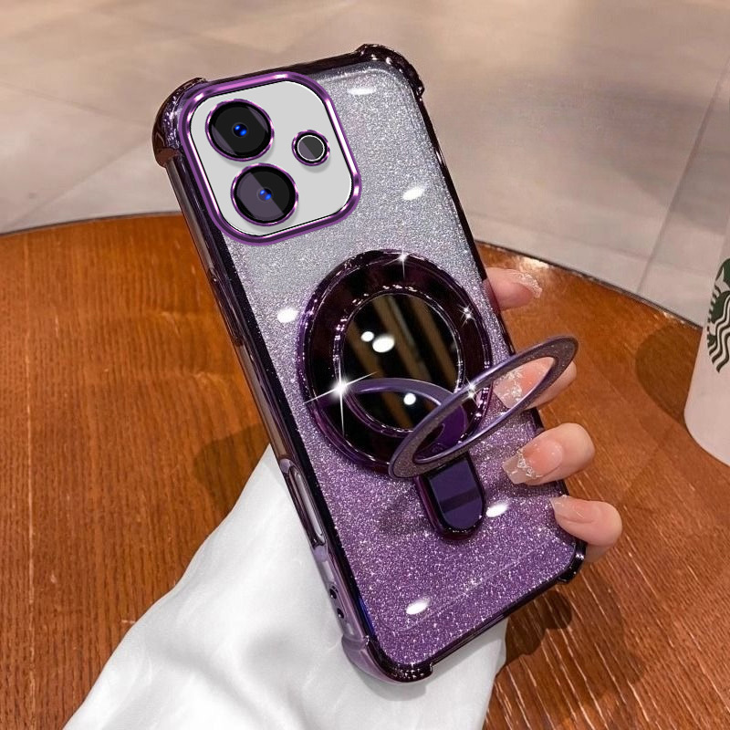 TEMU Phone Case: Suitable For Oppo A5 Pro 4g/5g Phone Case, High-end Glitter U-shaped Mirror Stand, Transparent Back Cover, Shockproof And