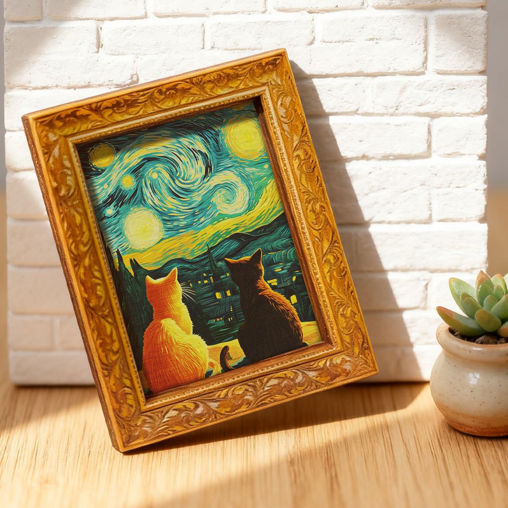 TEMU 1pc Van Gogh Starry Night Fridge Magnets Compatible For Fridge/refrigerator - Vintage With Van Gogh's Starry Night Painting - Wood Decorative