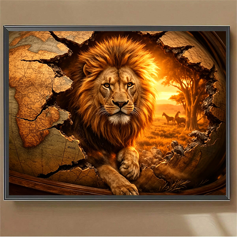 TEMU Kit de peinture diamant 5D pour adultes de grande taille, Lion la , décoration d'entrée, peinture diamant, toile à percer à avec paysage de dans