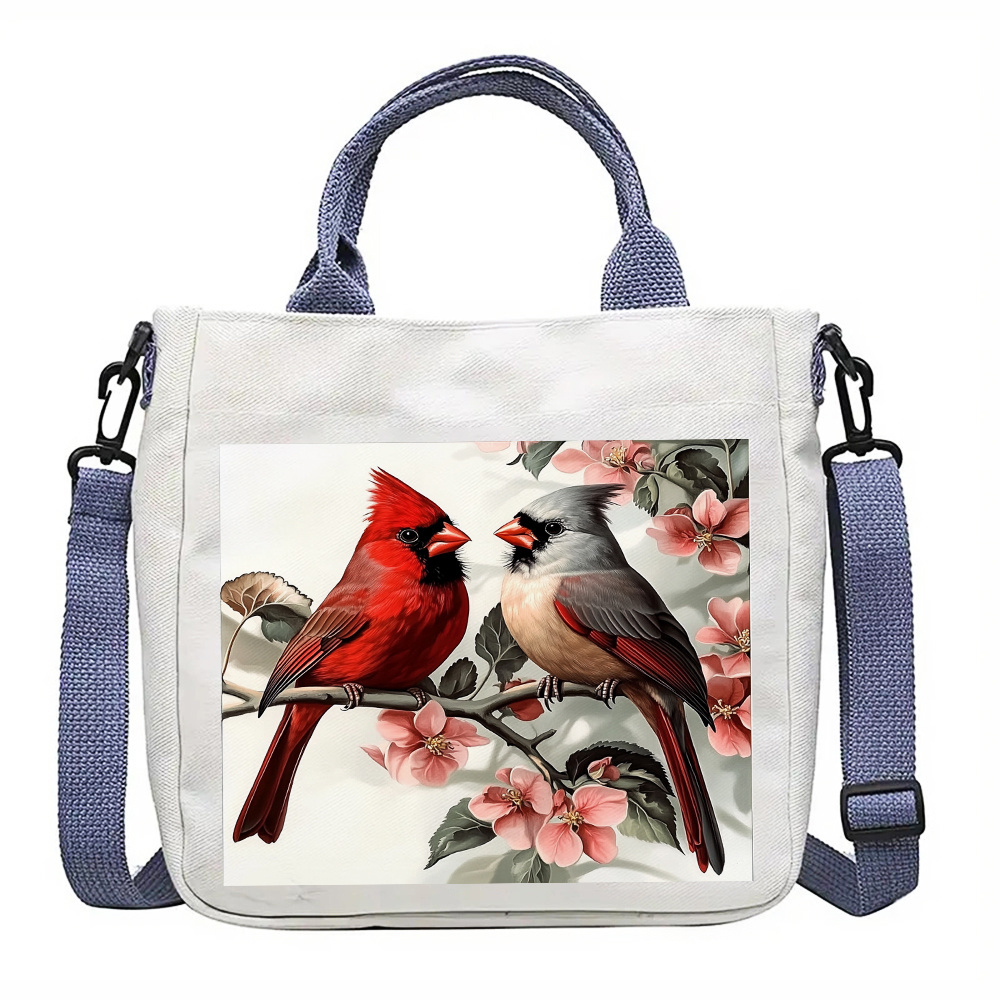 

1pc Birds Canvas Tote Bag, Fashionable Unlined Lightweight Shoulder Bag, Multifunctional Canvas Shopper, With Double Handles, For Daily , Travel, And Activities, Hand Washable, Suitable For 15+