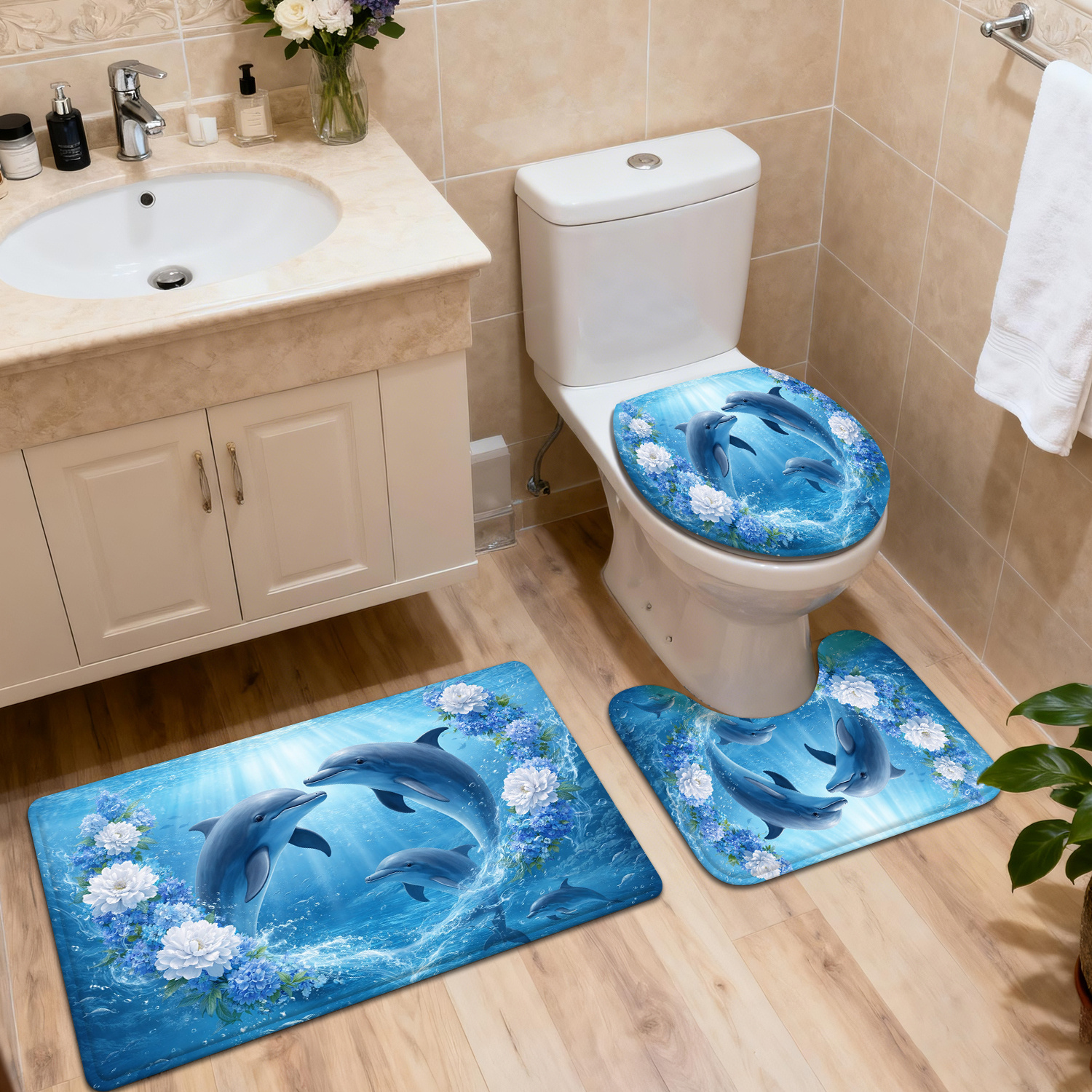 dolphin bathroom sold on Temu United States, image size:1500x1500