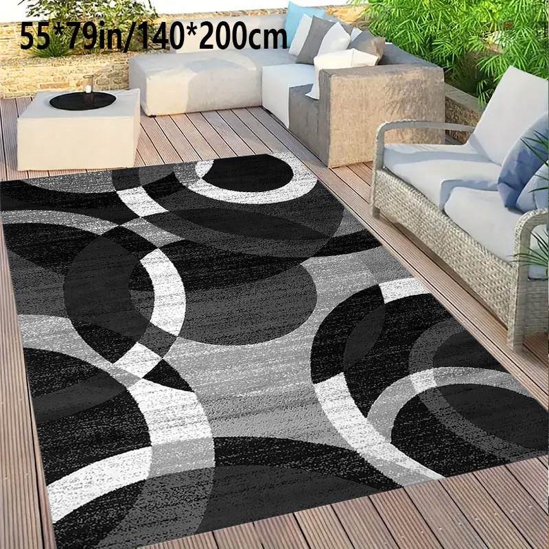 TEMU [ + 800 Grams Per + Non-slip Bottom] 1pc Christmas Decoration Area Large Carpet Abstract Geometric Black Gray Carpet Non-slip Machine Washable