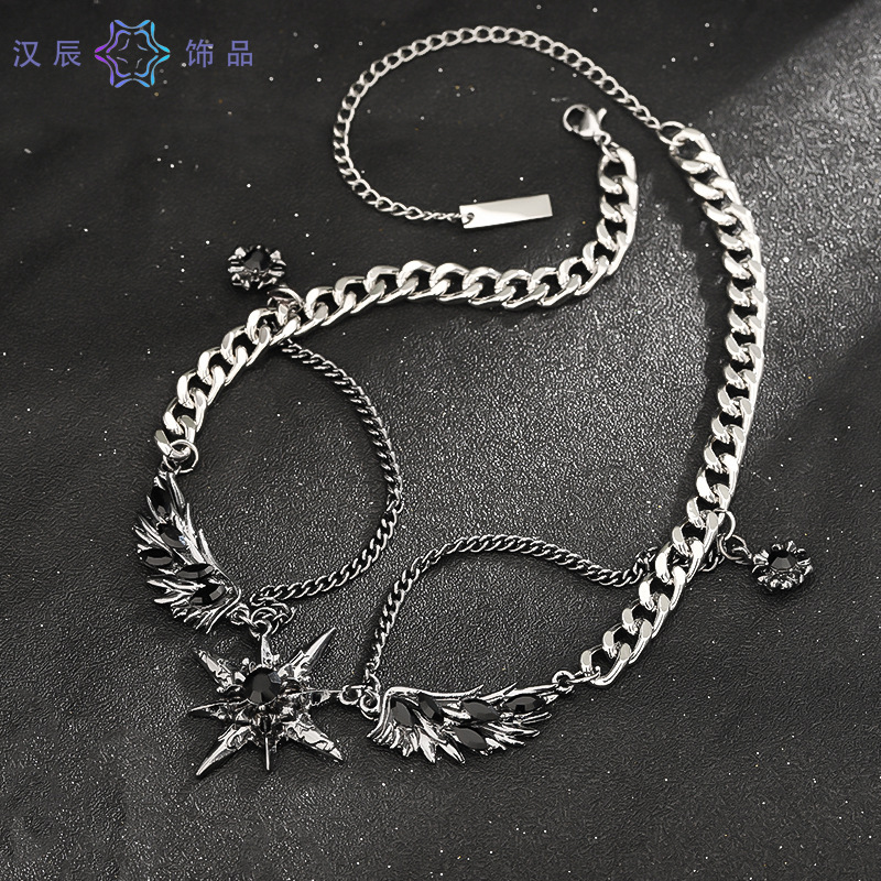 TEMU Collier étoile à six branches double couche pour hommes, design niche hip-hop, unique et élégant, accessoire polyvalent et haut de gamme adapté