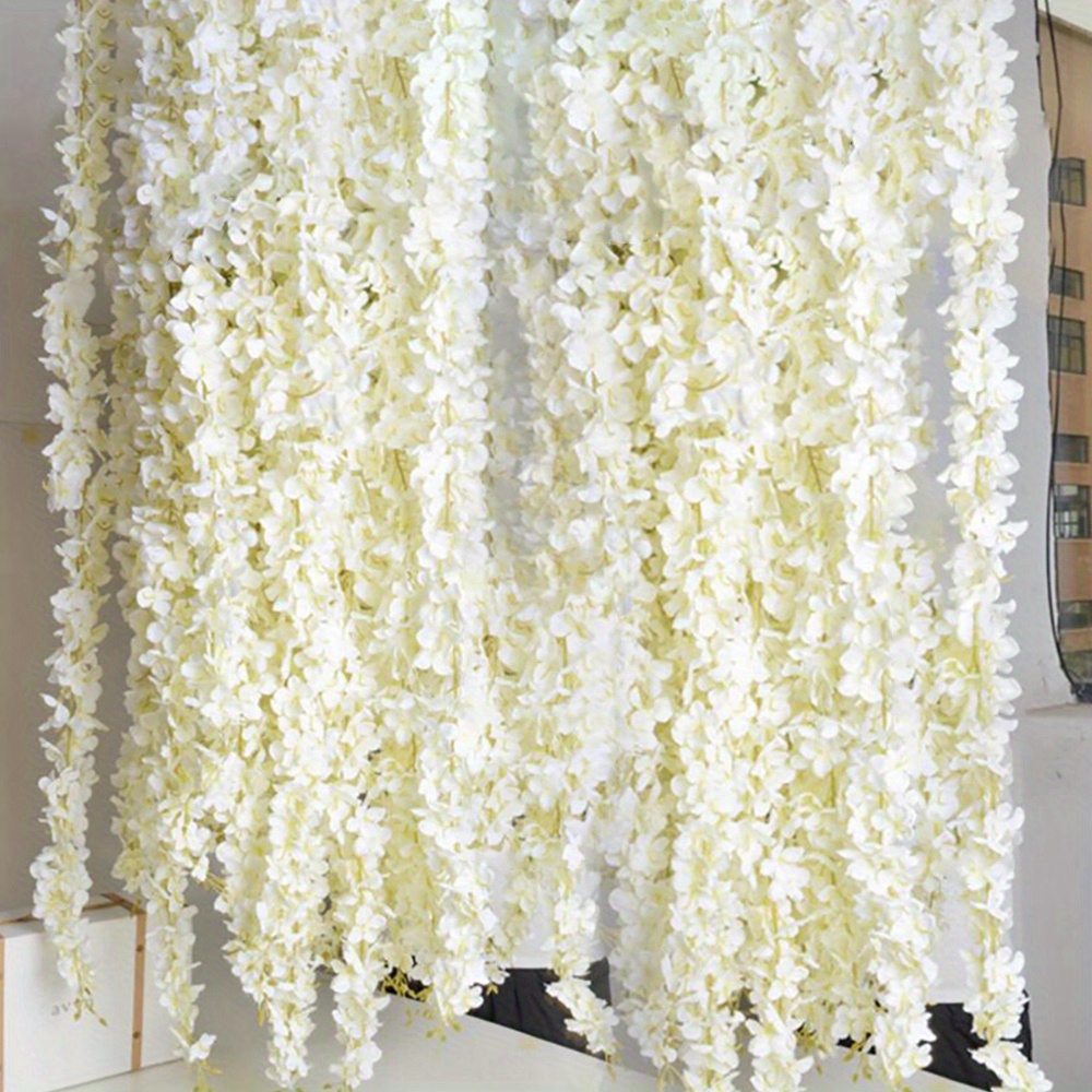 Image of 20pcs Everso Artificial Wisteria Flower Vine With Realistic / - Fake Hanging Wisteria Plant For Wedding, Garden, Balcony, / Decoration - Low-maintenance Vines, Use