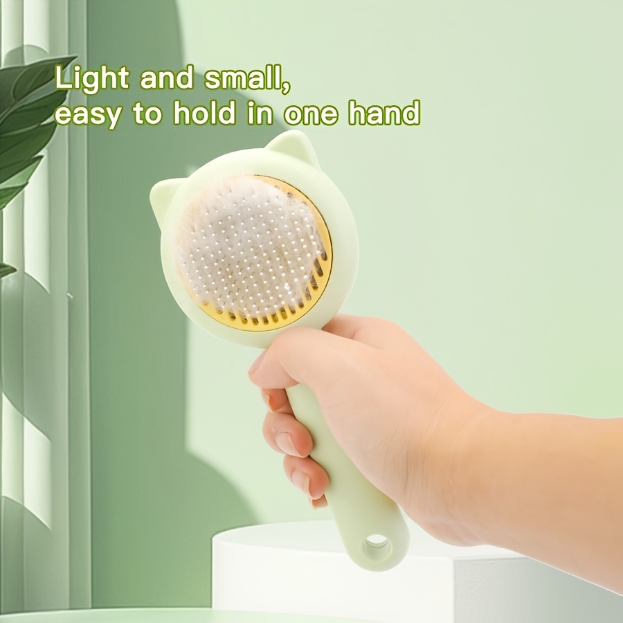 1pc Customizable Name Cat Bathing And Massage Brush - Self-Cleaning Pet Grooming Comb for Shedding, Pink And Green, Soft PP Material, Gentle on Cats, Ideal for Bathing And Hair Removal, Cat Grooming, Perfect Gift Choice