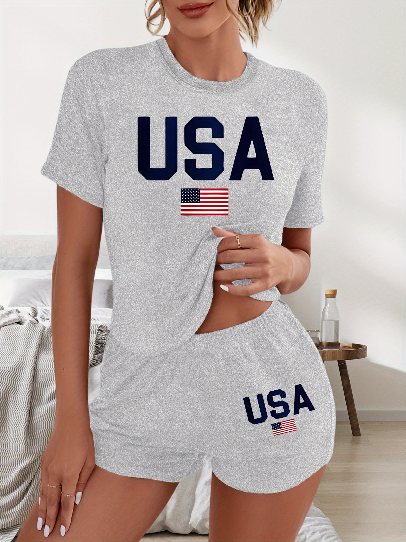 conjunto piezas mujer estampado camiseta Temu Colombia