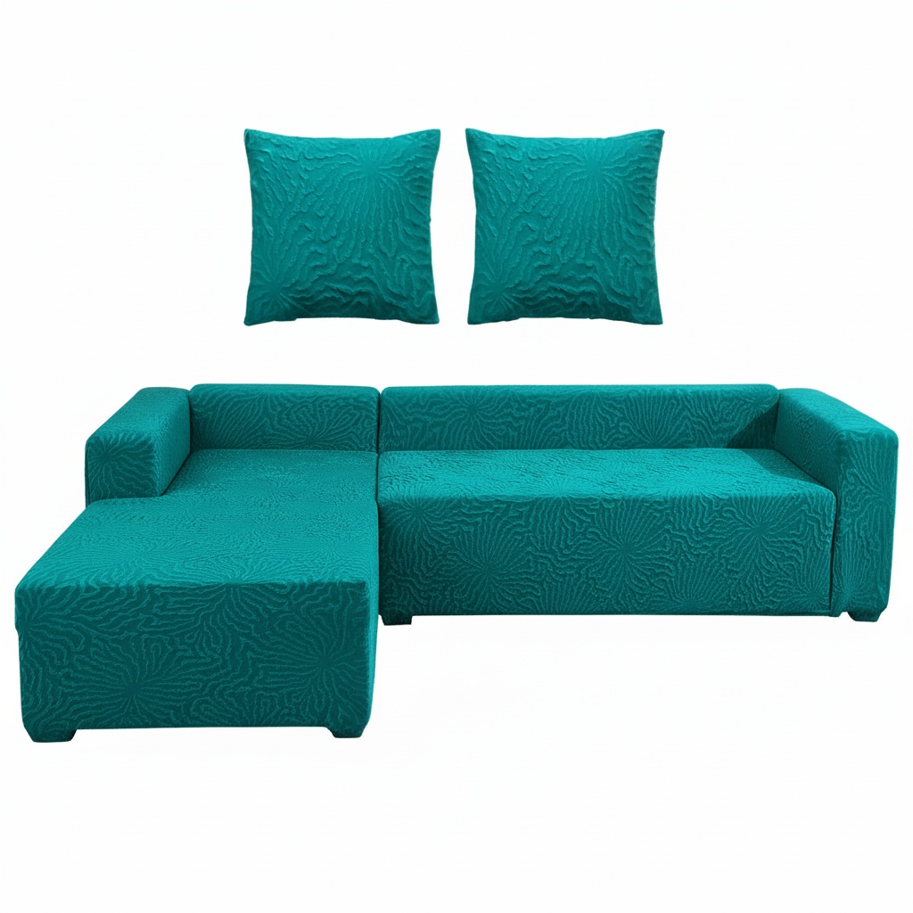3+4 Seat L-shaped Sofa Cover, Includes 2 Pillowcases, Knitted Fabric, 360° Elastic Edging - Suitable For Sectional Sofas, Living Rooms, Bedrooms, Etc
