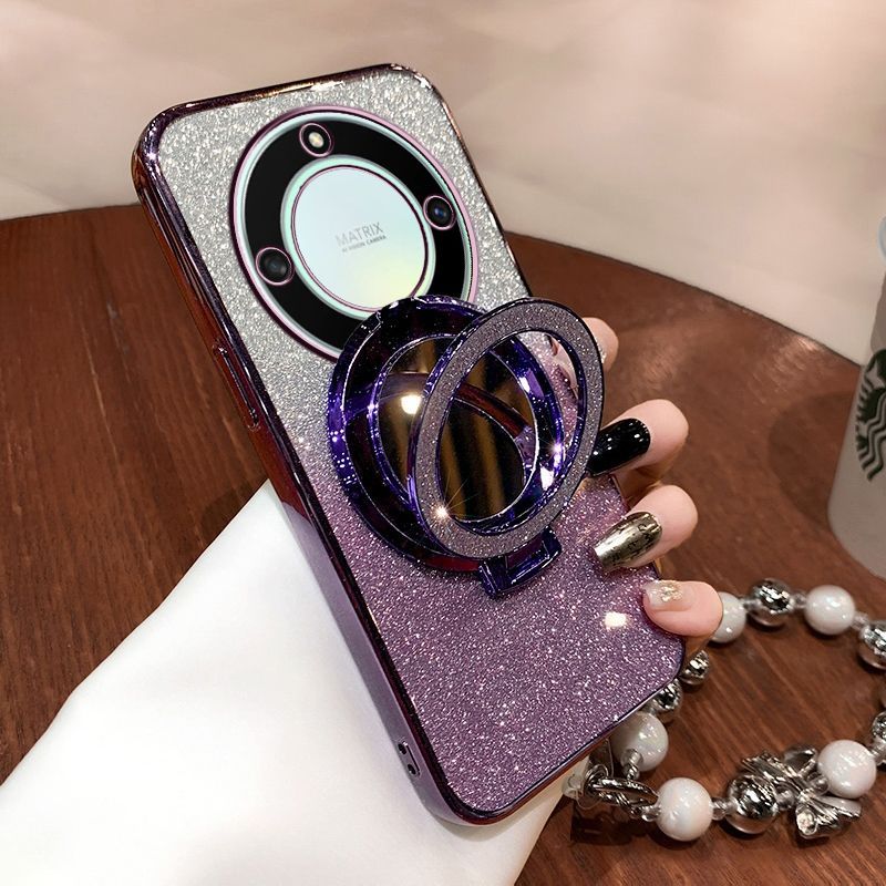 TEMU Étui téléphone : pour Honor Magic 6 Lite / Magic 5 Lite / X9A / X9B - Étui pailleté avec et support pour bracelet - Nouveau modèle