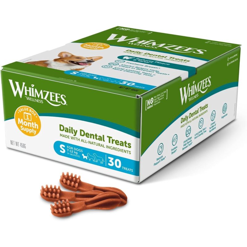 Toothbrush, Dog Dental Sticks, Dog Chews for Breeds, Monthly Pack (30pcs), Size S