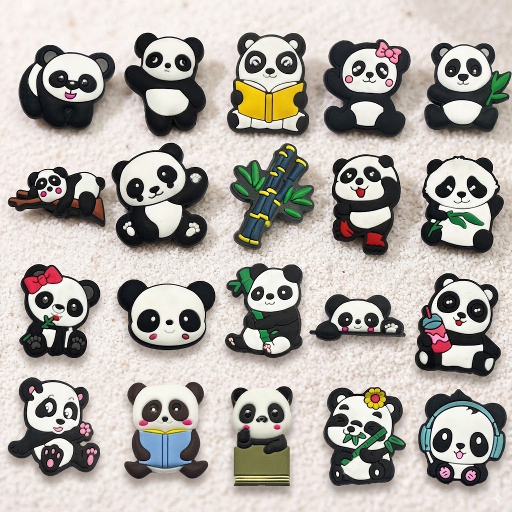 TEMU Lot de 20 breloques pour chaussures Accessoires de Panda , multi-couleurs, décoratives, en PVC de qualité supérieure, à motif dessin animé, pour