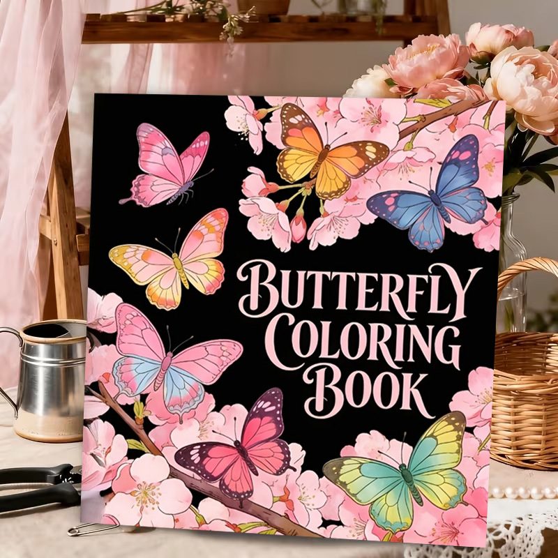 TEMU A -themed Adult Coloring Book With 24 Pages Of Exquisite Patterns, 7.87x7.87 Inches, Suitable For Halloween, Thanksgiving, Birthdays, Christmas,