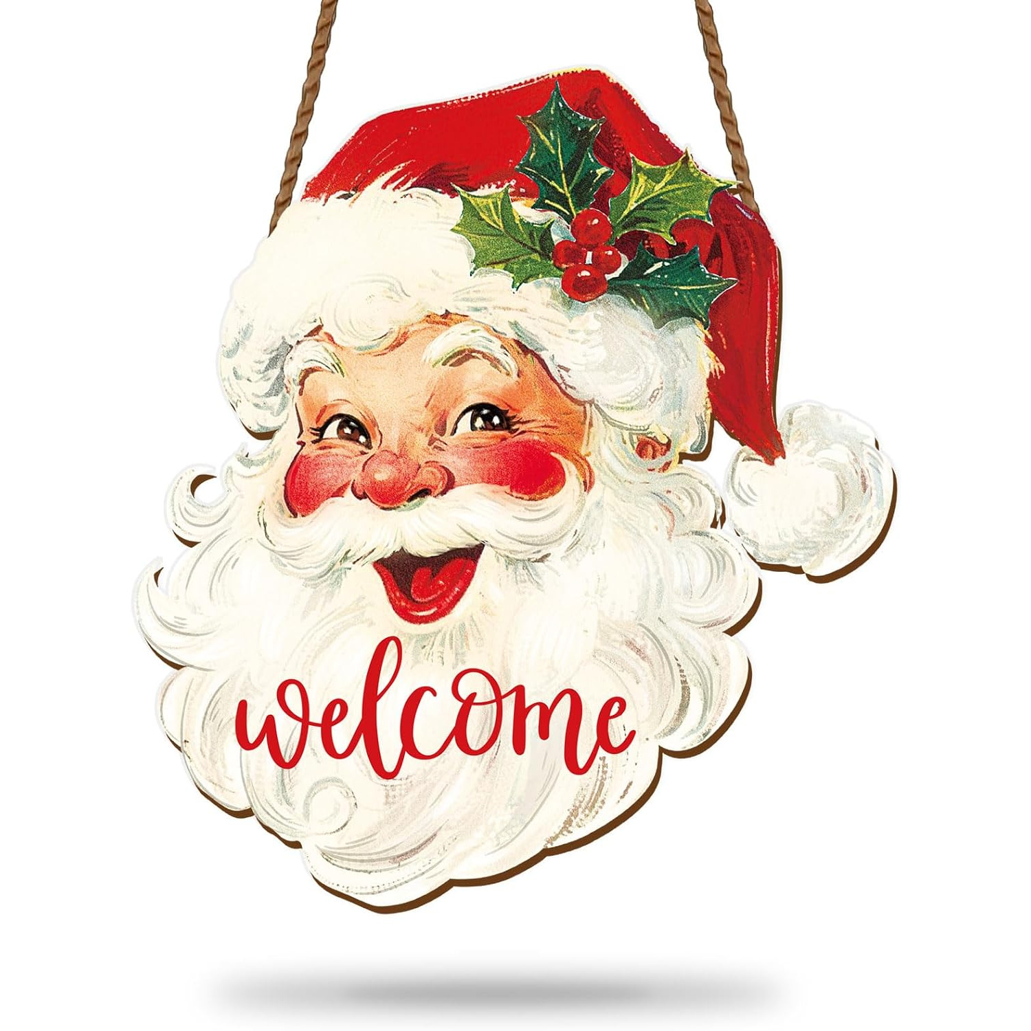 TEMU 2d Flat Design Christmas Wooden Hanging Sign Santa Welcome Wooden Sign Vintage Santa Door Decoration Sign Suitable For Indoor Outdoor Porch Wall