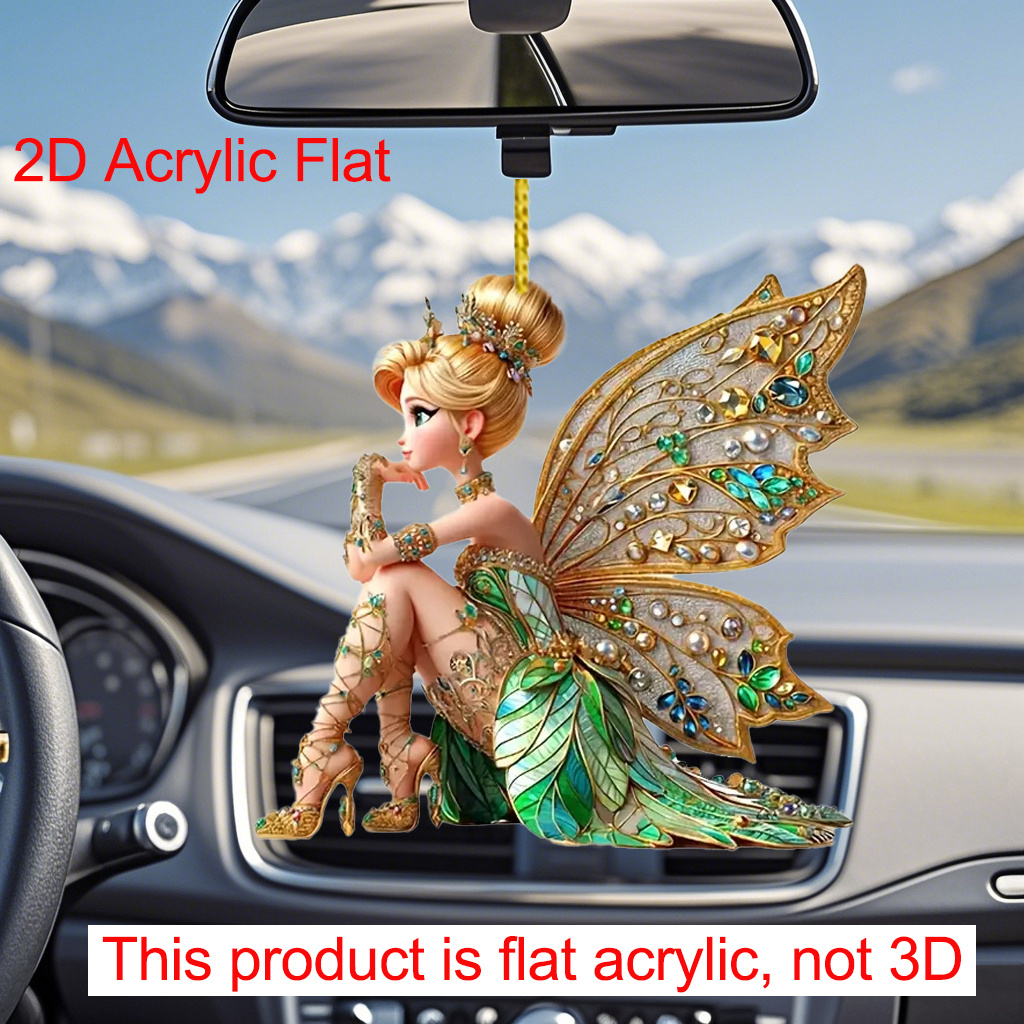 

Bohemian Elf Fairy Pendant, 2d Acrylic Car Hanging Ornament, Decorative Keychain, Elf Theme Multipurpose Ornament For Car Interior, Holiday Gift Idea