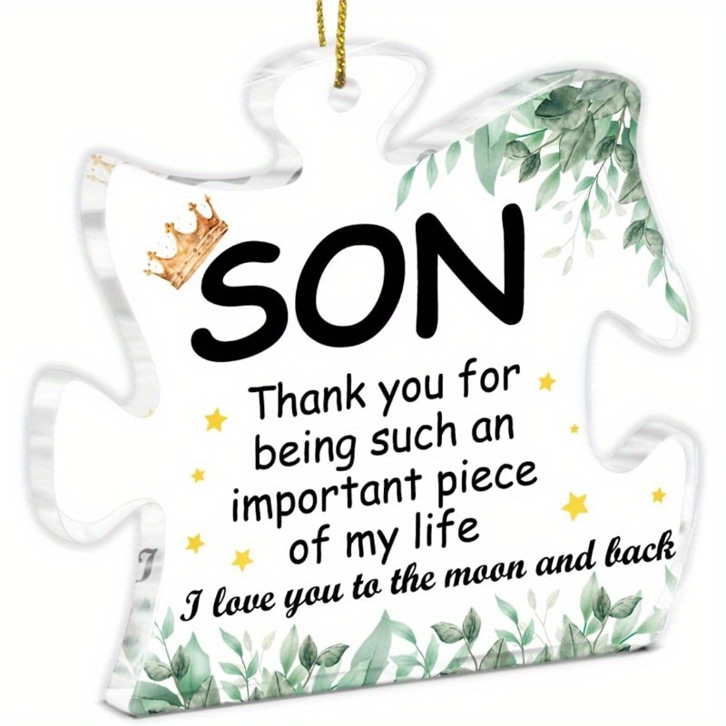 TEMU 2d Flat, Birthday & Wedding Acrylic Puzzle Piece Christmas Ornament - Son-themed Puzzle Piece For Tree Decorations, Meaningful Gift Suitable For