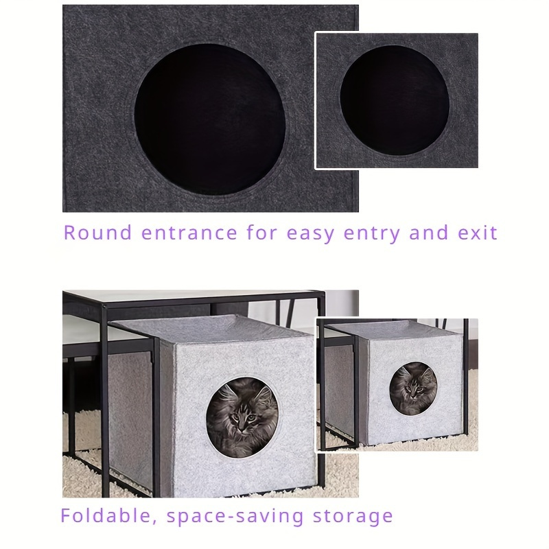 2pcs felt cat bed combination pack 1 comfortable felt cat bed 1 random coaster soft washable foldable semi enclosed square cat bed suitable for cats and small dogs comfortable for   easy to assemble portable design Product details 0