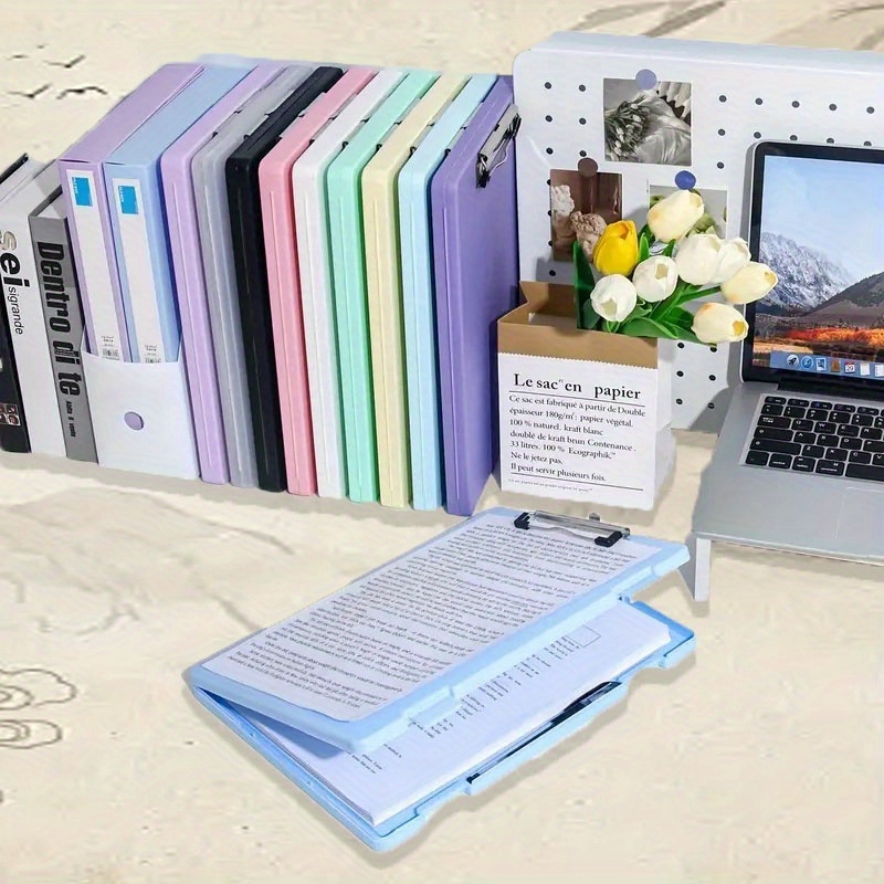 an a4 file folder storage box made of plastic - ideal for organizing test papers and subject classification details 3