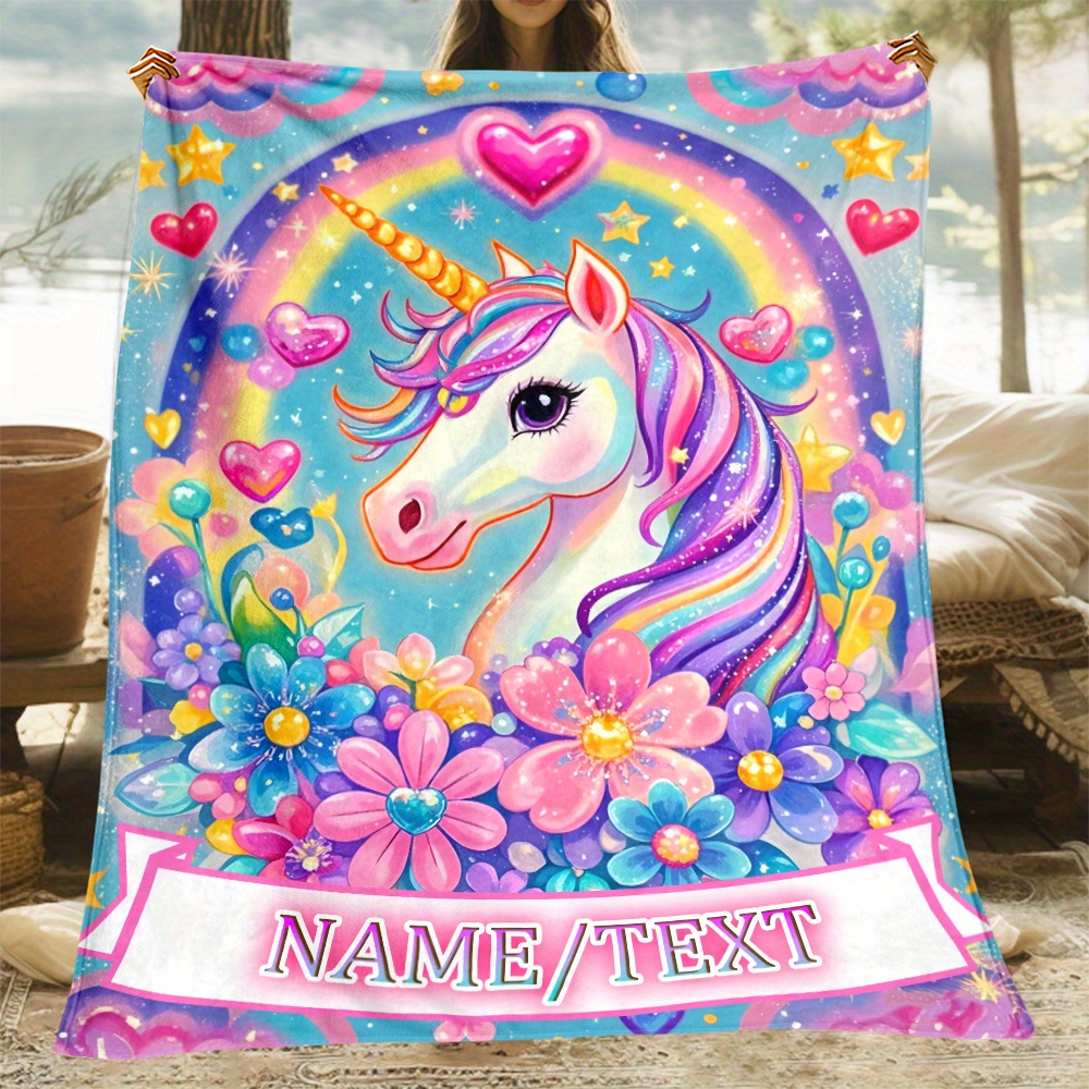 

Unicorn Flannel Blanket - Personalized Name, & - For & - For Sofa, Bed, , - In Multiple