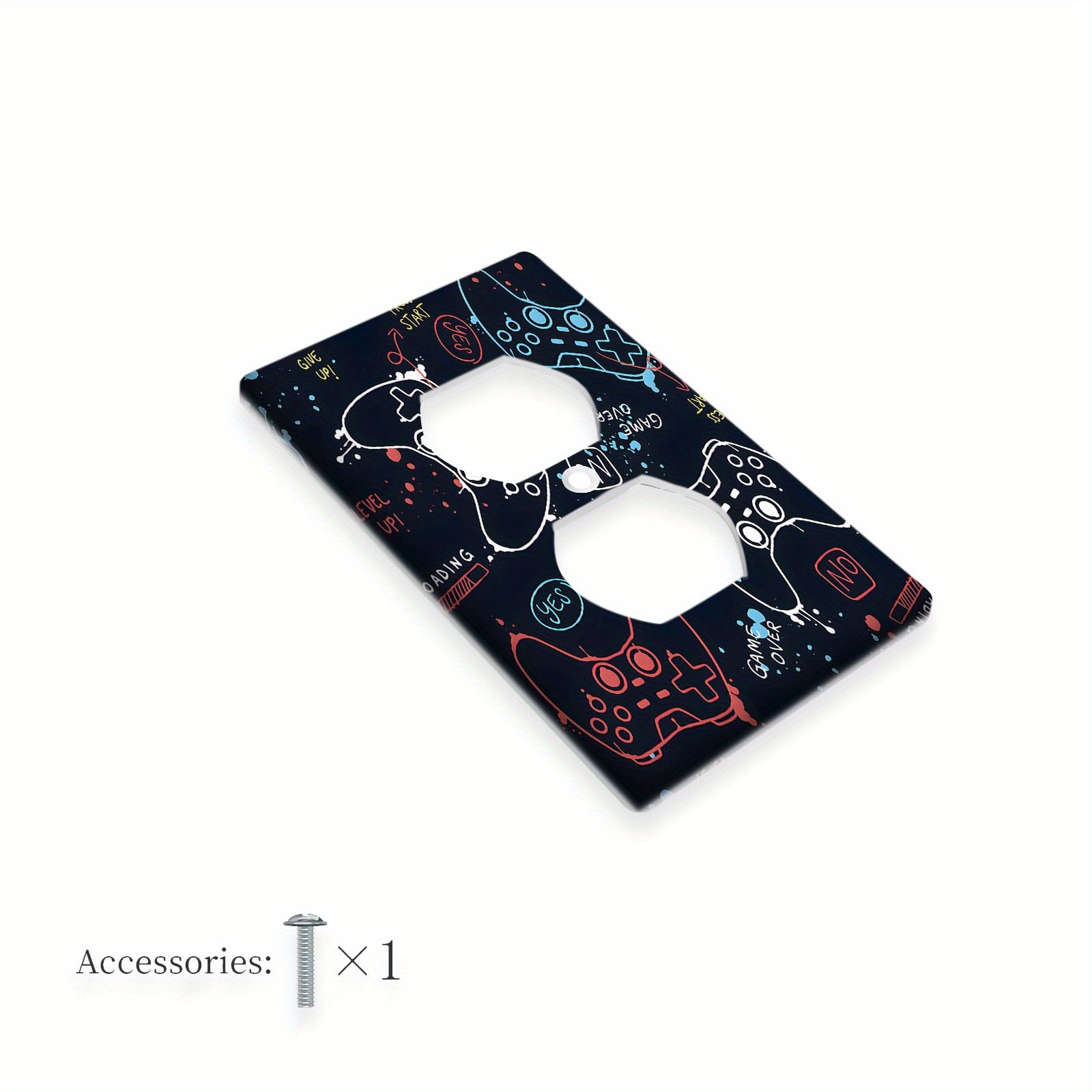 TEMU 1pc Plaque de couverture de interrupteur de lumière de jeu 1Gang/2Gang, plaque murale décorative, plaque d'interrupteur électrique pour