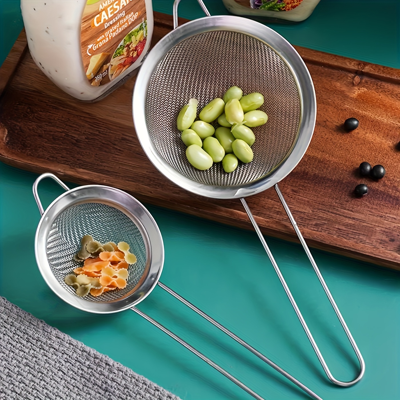 3pcs Stainless Steel Fine Mesh Strainer Set- Comfortable Handle, Durable and Rust-Resistant, Essential for Kitchen Baking, Easily Strain Sauces and Flour