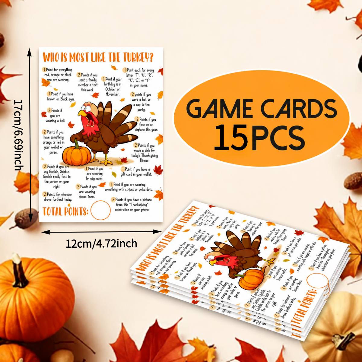 TEMU 15pcs Fun And Easy Thanksgiving Party Game Cards, Suitable For Family , For Office And Large Groups Of Adults, Including Autumn Classroom