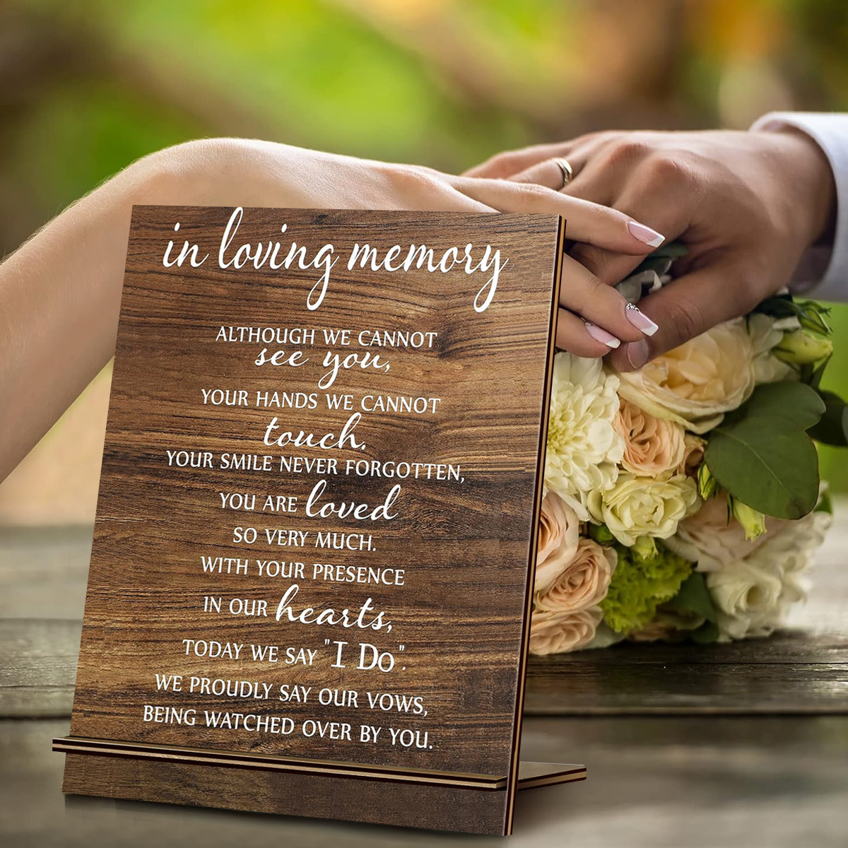 

1pc Rustic Wooden Memorial Table Sign, "" Sympathy For Weddings, Anniversaries, Reunions - Manufactured Wood, No Electricity Needed