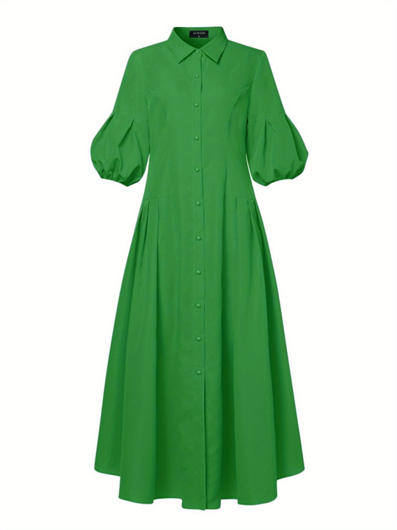 green linen summer dress Green Printed Satin Pleated Shirt Dress