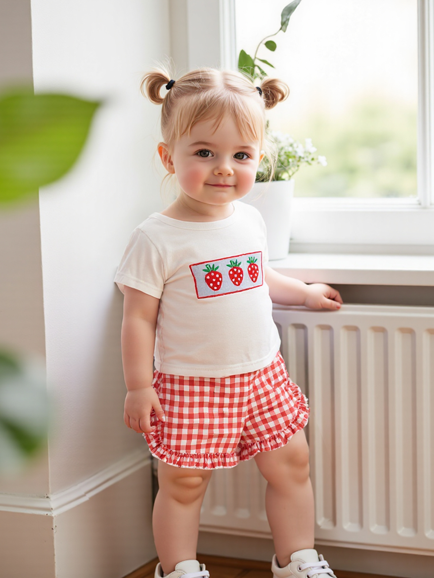 kids girls shorts set short sleeve embroidery strawberry t Temu