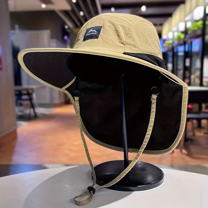 fashion men sun hat for fishing hiking camping breathable hand washable outdoor leisure cap lightweight quick dry large brim adjustable chin strap summer  