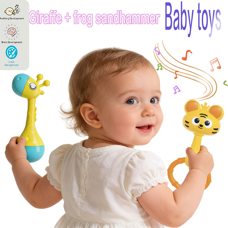 Baby Rattle Toy with Cheerful Face, 2 Pcs Set