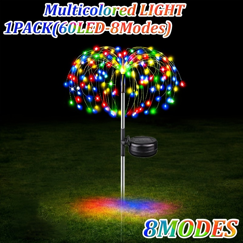 TEMU 5-pack Outdoor Solar Garden Light, 8-mode, 1 Pack Fairy Tale Fireworks Decoration, Ip65 Solar Garden Light, Solar Powered, Suitable For Garden ,
