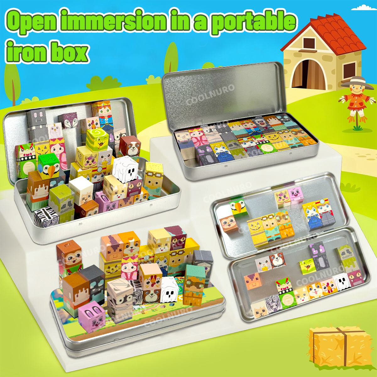 Magnetic Building Blocks Set with Iron Storage Box