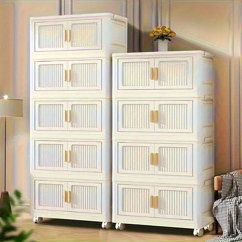 TEMU 1pc, Large Capacity Folding Storage Bin With , Plastic Storage Trunk For, Clothes, Books, Snacks, And More