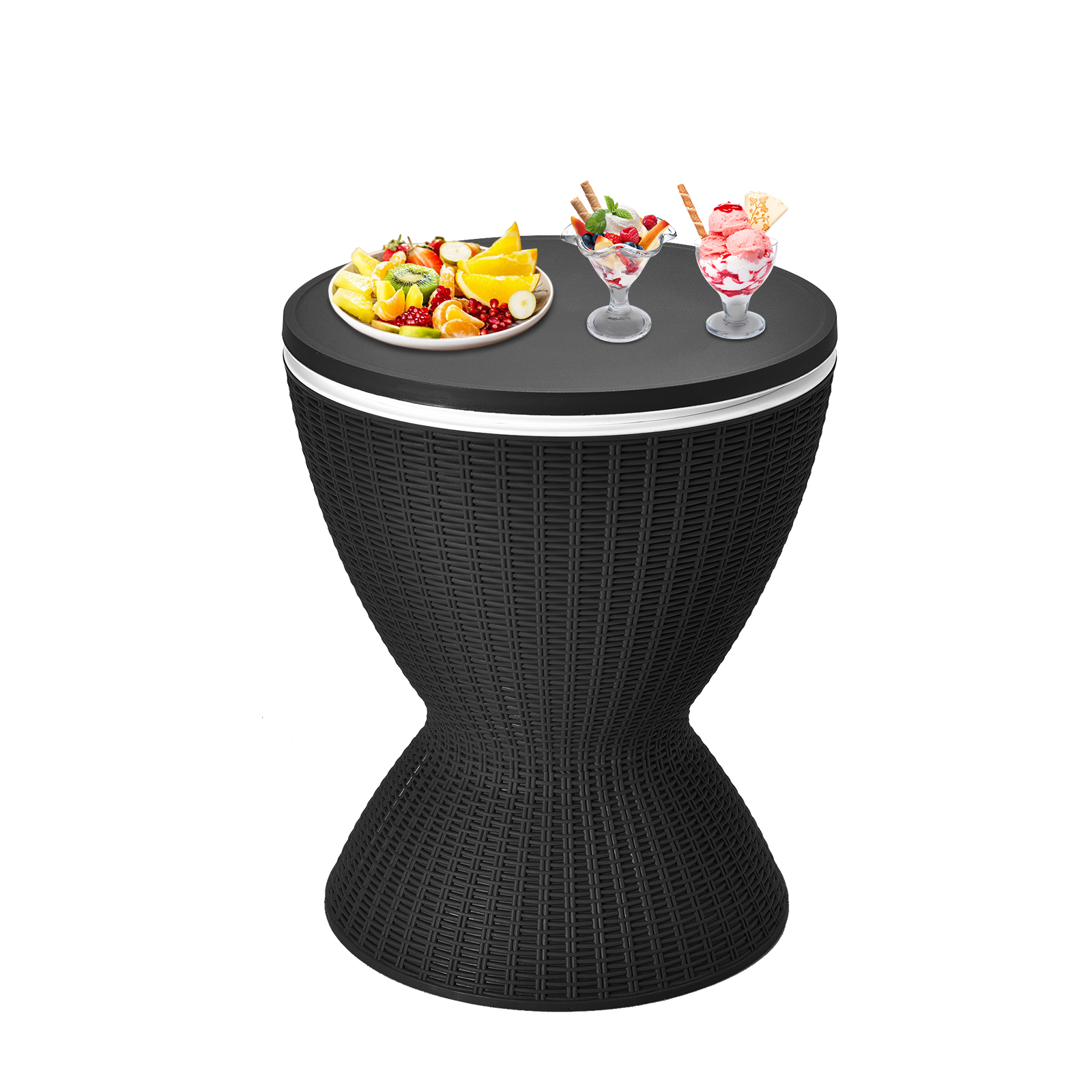 Bucket With Rattan Design - Pp Plastic Cooler Suitable For Outdoor Parties, Poolside Cooler With Drain Plug, Adjustable For , Picnic,, Use For Ice Storage