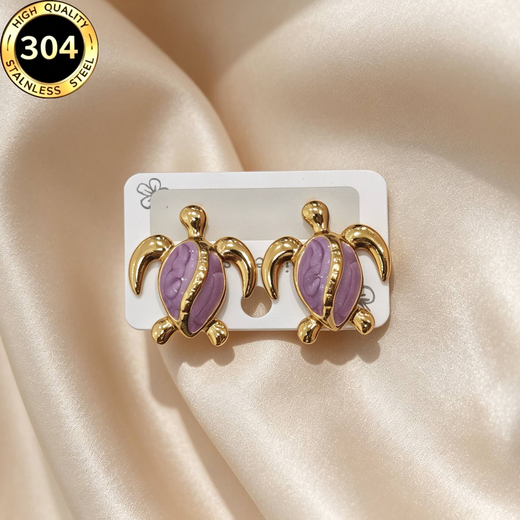 Women's Hypoallergenic Stainless Steel 18K Gold Plated Stud Earrings