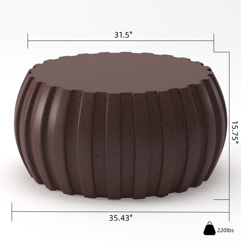 35.43' Modern Waterproof Coffee Table Durable MgO Cement Design Indoor and Outdoor Compatible Brown