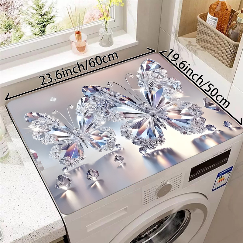 TEMU 1pc Housse de Machine à Laver VButterfly Diamant - 23,6x19,6 pouces (60x50 cm), Accessoire de Cuisine Durable et Élégant, Tapis Protecteur pour