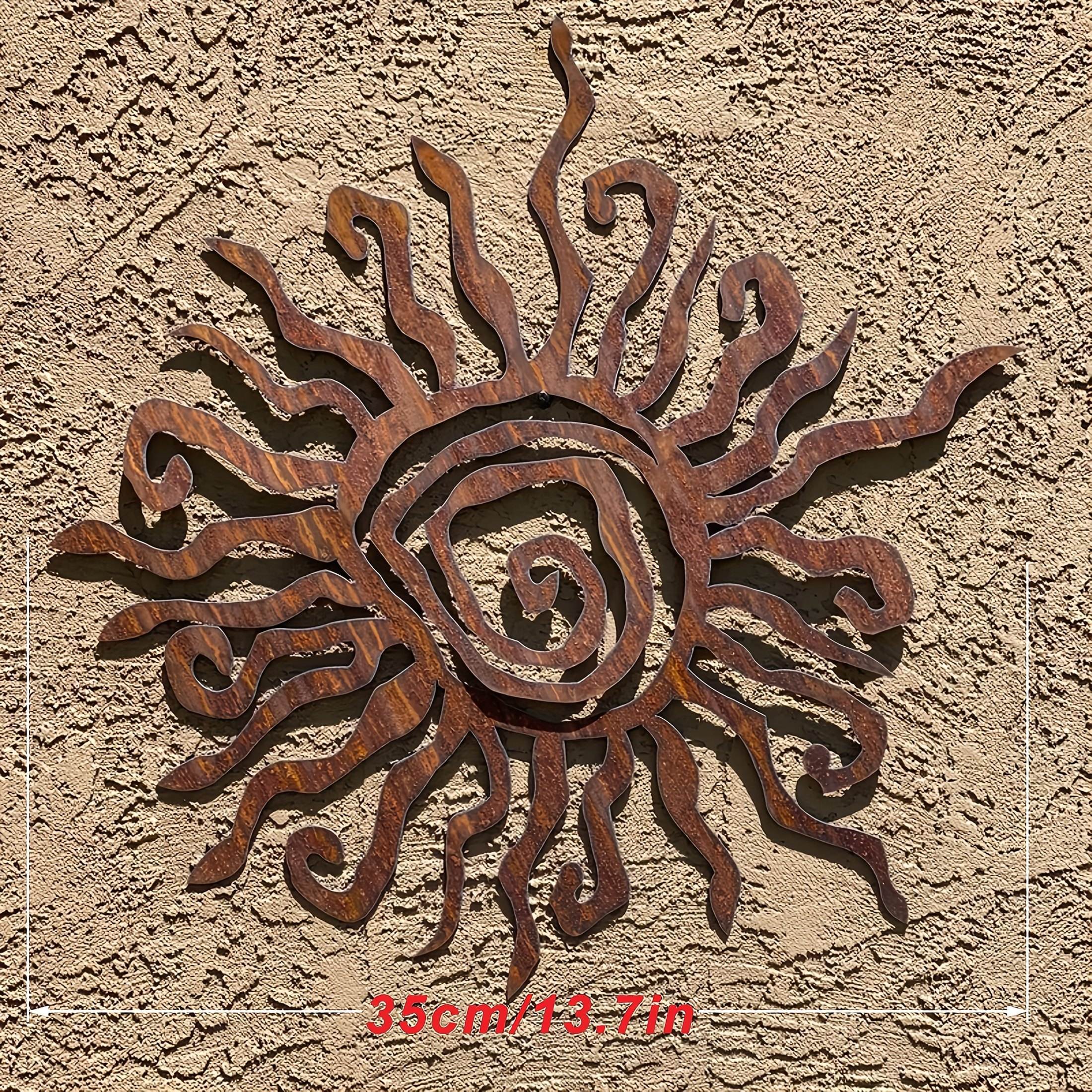 TEMU Rustic Indoor And Outdoor Wall Decor, Rusted Metal Sun Decoration, Rusted Metal Ornament