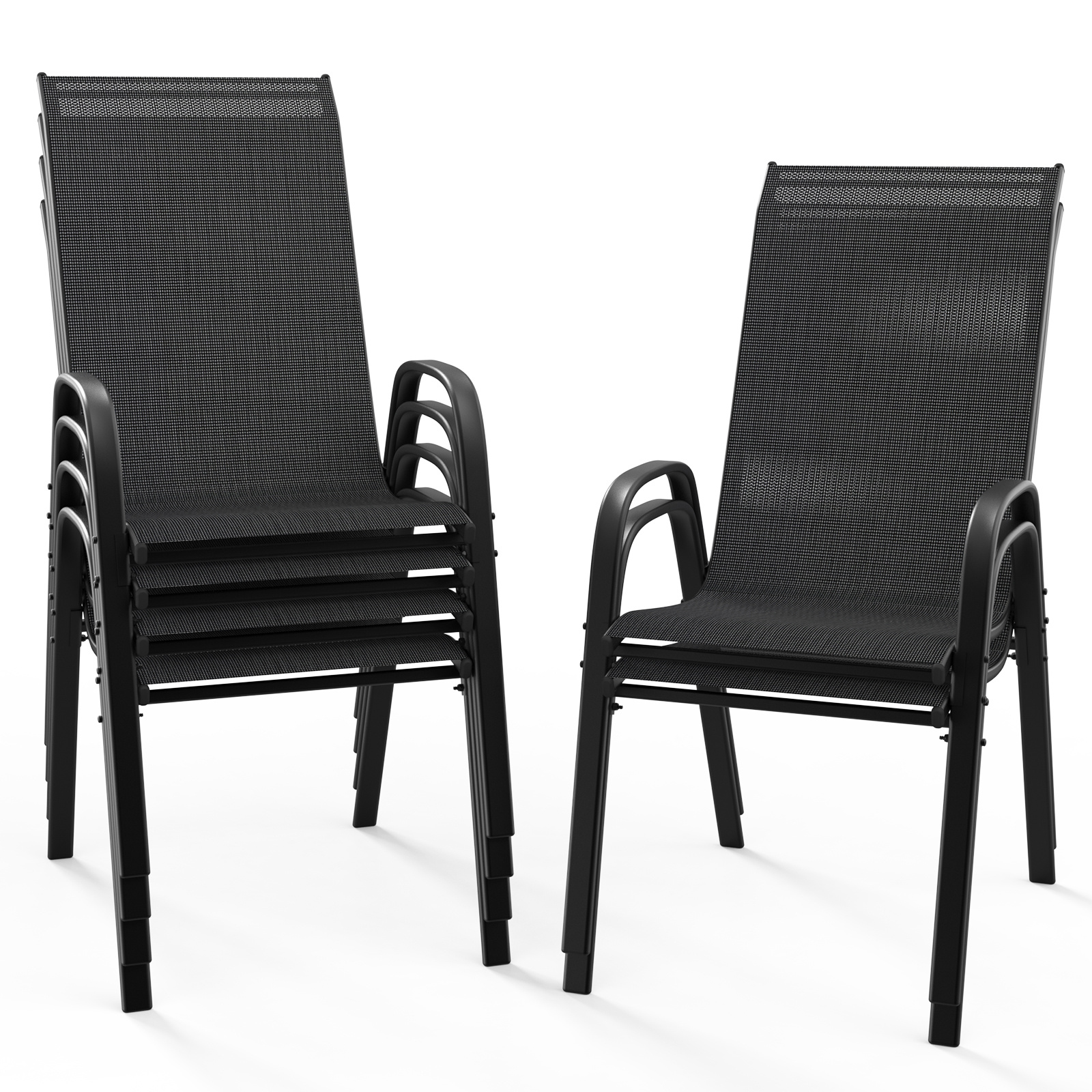 Image of Bonnlo Set Of 4/6 Outdoor Garden Chairs - Stackable Chairs, Ideal For Gardens, Patios, , Restaurants, Easy To Assemble, Comfortable And Stylish