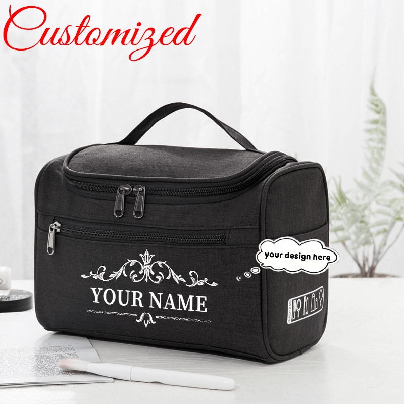 TEMU Personalized Initials Women's Toiletry Bag - Name/initials Travel Case With Zipper Closure, Compact Foldable Makeup Suitable For Travel,
