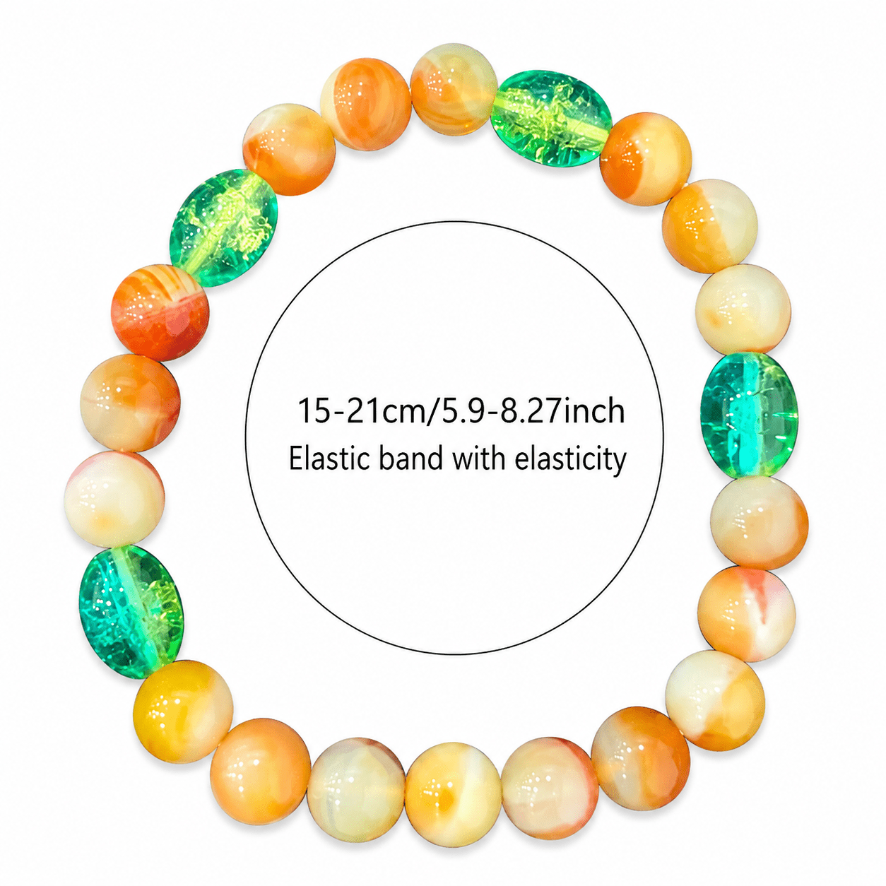 Orange-Yellow Gradient Swirl Bead Bracelet, Retro Style