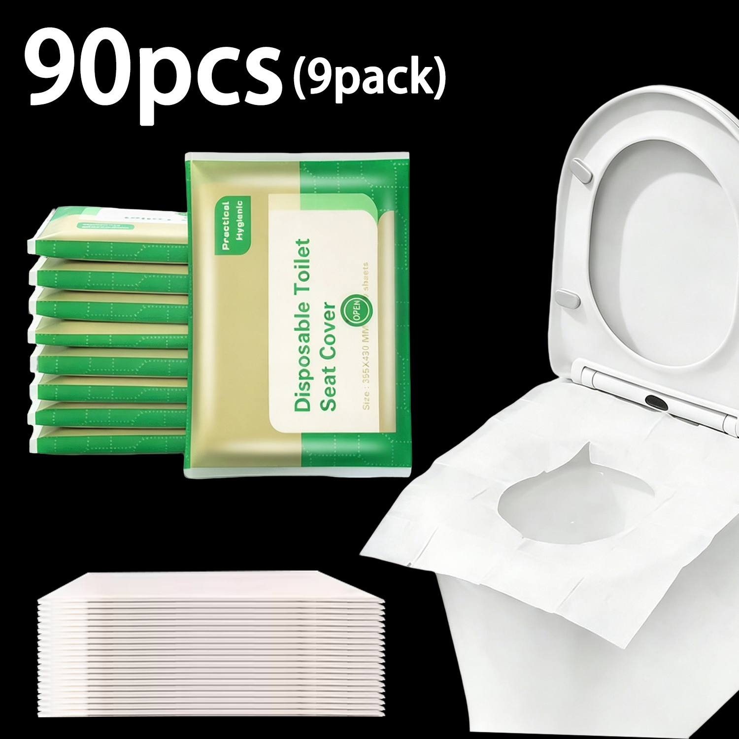 TEMU Lot de 90 housses de siège de toilette jetables et jetables dans les toilettes, adaptées à l'apprentissage de la propreté, aux et aux toilettes