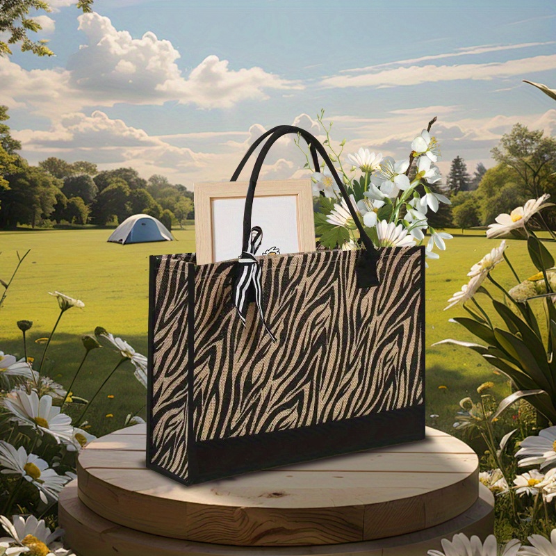 Stylish And Zebra Pattern And Leopard Print Large Capacity Storage Men's Fashionable Large Handbag, Thickened Durable Tote Bag, Holiday Gift For ' Understanding