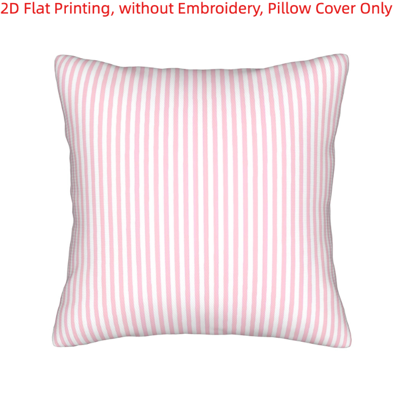 TEMU 2d Flat - 1pc, 2d Flat Printing, Pillowcase With Vertical Fine Stripes In And White, Single-sided Printing, Without Embroidery, Pillow Inserts