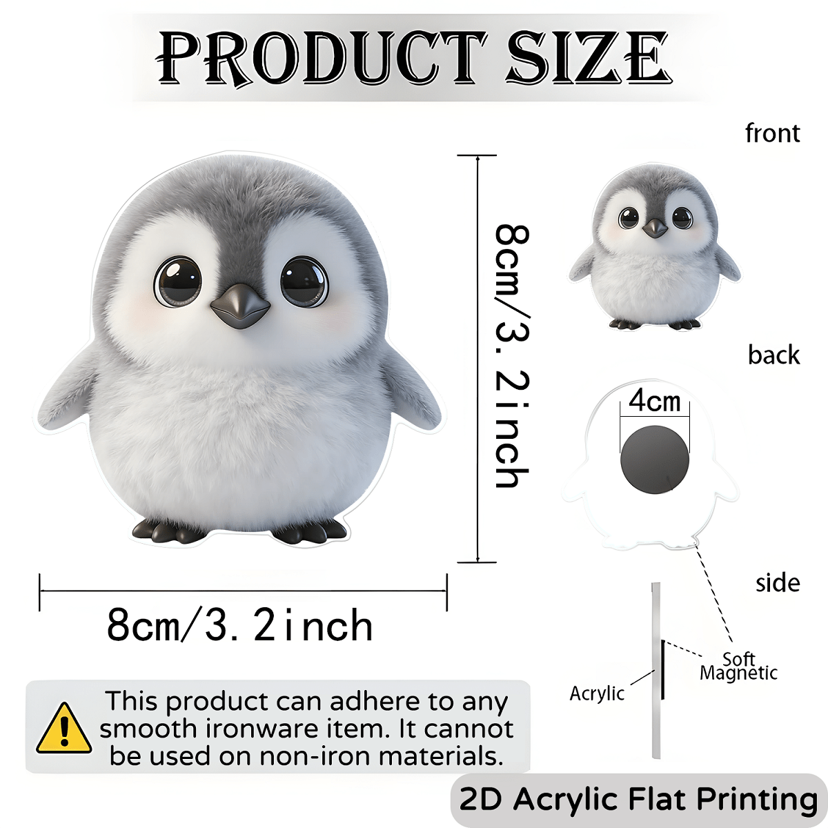 TEMU 1pc Adorable Penguin Fridge Magnet Suitable For - Cute Penguin With Base, Acrylic Round Decor For Refrigerator, Door & Furniture, Suitable For